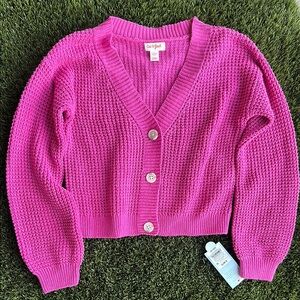 Cat & Jack Pink Chunky Knit Cardigan Girls Size Small 6/7